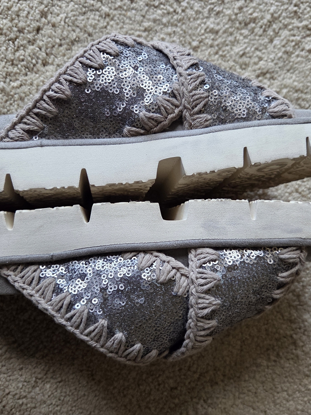 MOU Microsequin Crossover Sandal Gunmetal Size 37 - Picture 4 of 7